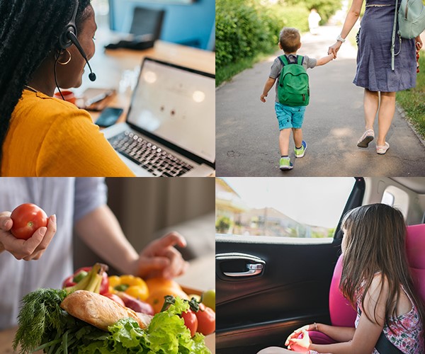 composite image of EMSU services such as food resources, scheduling and behavioral support
