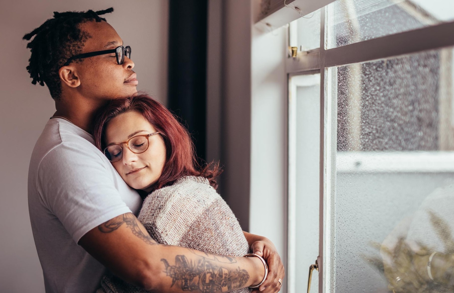 young couple hugging