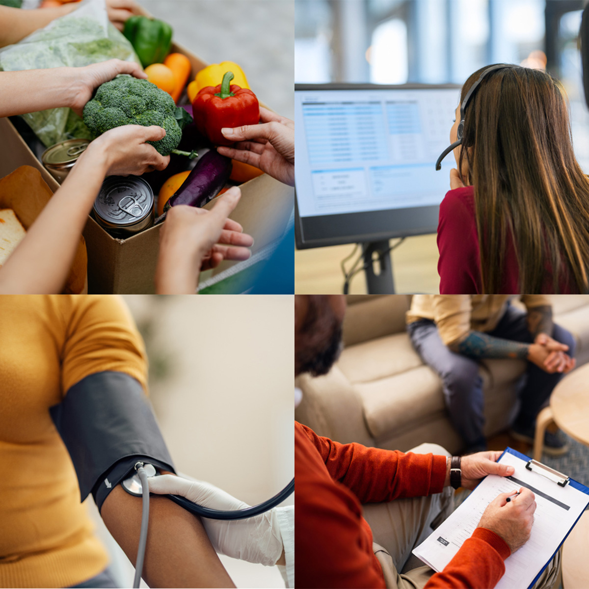 composite image of EMSU services such as food resources, scheduling and behavioral support